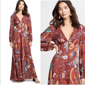 FARM Rio Burgundy Borogodo Maxi Dress XS